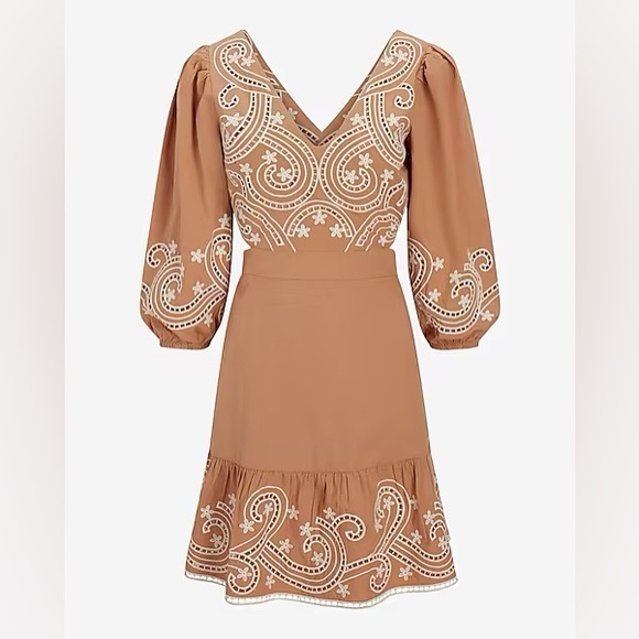 Express Embroidered Eyelet V-Neck Tie Back
Poplin Mini Dress - Picture 5 of 8